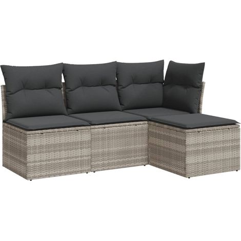 Maison Exclusive - Set Divano da Giardino 4pz con Cuscini Grigio Chiaro Polyrattan