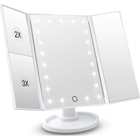 LED-Schminkspiegel mit Touch-Steuerung, einstellbare 1-, 2- und 3-fache Vergrößerung, Kleeblatt-Design, ideales Geschenk für Frauen (1/5)