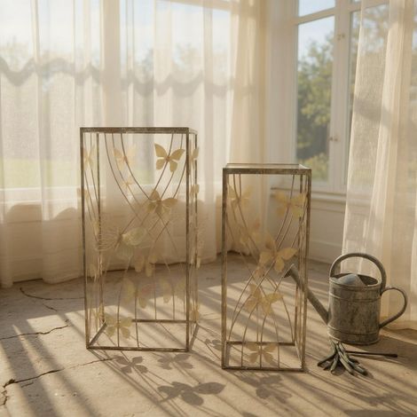 75/64cm Metal Tables (Set of 2) - L33 x W33 x H75 cm