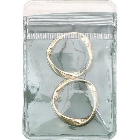Petit sac de rangement transparent en plastique pour bijoux, anti-ternissement, boîte de rangement portable en PVC pour boucles d'oreilles, bagues, colliers, 9 x 6,5 cm (milieu et blanc) (1/5)