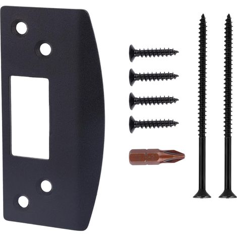 Très Grand Plaque Gâche, Robustes Plaque Verrouillage Sécurité Kit de Réparation Renforcé Grand Trou pour Réparer Porte Intérieure/Extérieure ne Verrouillant Pas (Noir Mat) (1/5)
