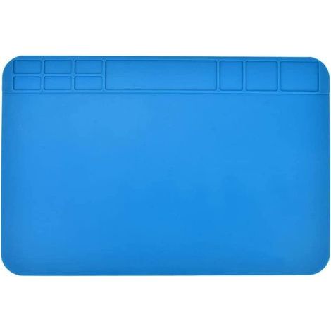 Tapis à Souder En Silicone, Tapis de Réparation en Silicone, Tapis de Soudure Résistant à la Chaleur, pour la Réparation de Circuits Imprimés, 30 x 20cm, Bleu (1/5)