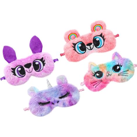 4pièces Masque De Sommeil Pour Garçon Fille Chat Peluche Cache-œil Masque Occultant Voyage Maison Souple Bandeau Œil Dormir Lumière Garçon Fille (1/5)