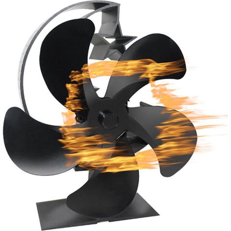 Ventilateur de poêle à bois à 5 lames, flux d'air horizontal poussé, ventilateur de poêle à bois alimenté par la chaleur pour poêles à bois/bûche/gaz/granules/bûches