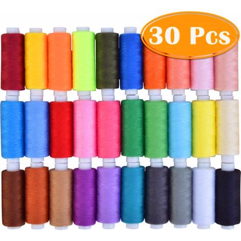 Ensemble de fils à coudre, 30 couleurs de fil polyester, 250 yards par rouleau, convient pour la couture à la main et la broderie. (1/5)