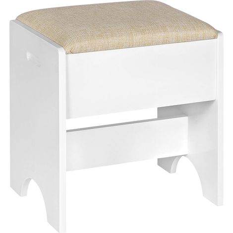 WOLTU Taburete Tocador, Taburete Maquillaje para Dormitorio, Beige+Blanco (1/5)