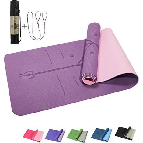 Tapis de Yoga Epais,antidérapant Ecologique Matétiaus en TPE 100% Recyclables avec des repères d’alignement du Corps 183x61x6mm (1/5)