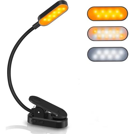 Lampe de Lecture 9 LED Liseuse Lampe Clip Rechargeable 3 Température de Couleur, 360°Cou Flexible Lampe Pince pour Lit, Livre, Mini Veilleuse pour Nuit et Lampe de Chevet, (1/5)