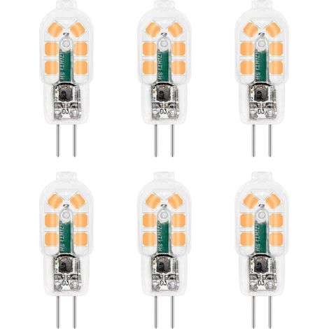 Ampoule G4 LED 12V 2W Blanc Chaud 3000K, 200lm, Équivalent Lampe Halogène G4 10W 20W, non-dimmable, Bi-pin G4 12V LED AC DC pour Lustre, Lampe de Table, lot de 6 [Classe énergétique F] (1/5)