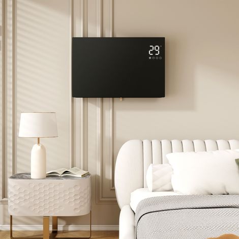 Biubiubath Radiateur électrique, 1500W, technologie sans soufflerie, sécurité homologuée, fixation simplifiée, Noir