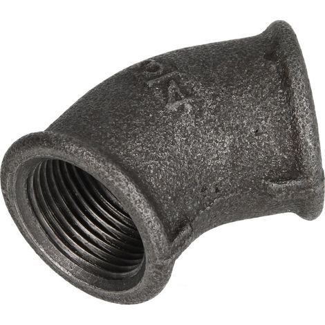 Raccord en fonte malléable noir coude 45° 3/4'' FF/FF