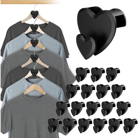 Heart-shaped space-saving hooks - Wardrobe hanger extensions (24 pieces, heart-shaped) (1/5)