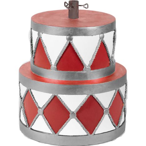 Base per albero di Natale a forma di tamburo, decorazione per interno da h 49 cm -Rosso - bianco (1/3)