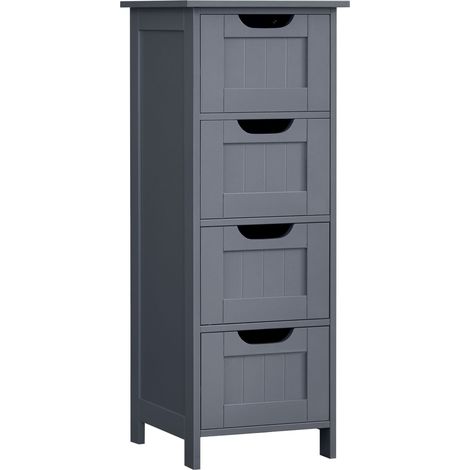 Meuble de salle de bain sur pieds placard de rangement avec 4 tiroirs commode 82 cm pour salon cuisine et couloir gain de place gris (1/2)