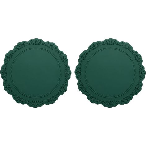(2pcs,Vert)) Set De Table en Silicone pour À Manger,De Rond Résistant À La Chaleur Imperméable À l'huile De De Cuisine (1/5)