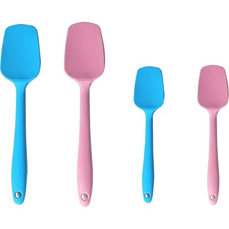 4 PCS Cuillère en Silicone, Résistant à la Chaleur, Spatules Silicone pour la Cuisson, le Grattage et le Mélange, en Forme de Pelle, Grande et Petite (1/5)