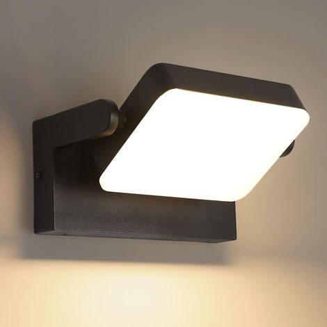 Applique Murale Extérieure Rotative Lampe LED Chaud étanche Pour Entrée Couloir Cour Jardin Terrasse Balcon Garage 3000K IP54 Blanc Noir (1/4)