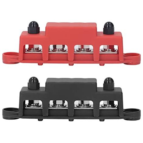 2pcs DC 48V 250A 4 Terminal Omnibus Bar Power Distribution Block with Brass Panel for Car Vehicle RV Boat (1/5)