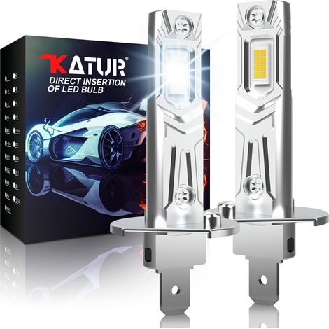 Ampoule H1 LED, 26000LM H1 Phares Avant De Voitures, 6000K Blanc 500% Lumineuses H1 LED Voiture Anti Erreur Canbus, Plug and Play 1:1 Remplace Lampes Halogènes Et Xénon, 2 Pièces (1/5)