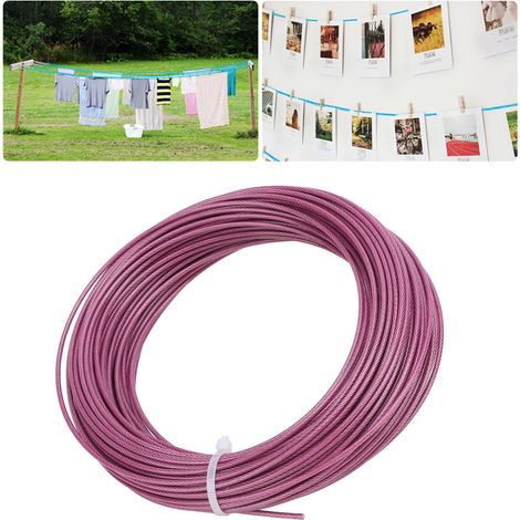 Kit de câble en acier recouvert de PVC de 100 pieds et de 2 mm pour clôtures de jardin extérieures, auvents, tendeurs de cordes à linge et clips de verrouillage. (1/5)