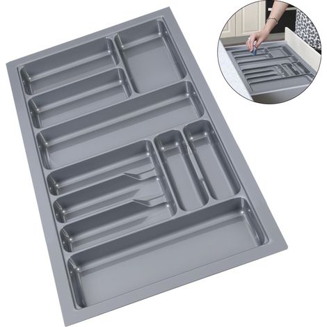 900 mm Besteckkästen, Einsatz für Messer und Gabeln, Schubladenorganizer für Küche und Haushalt (Grau) (1/5)