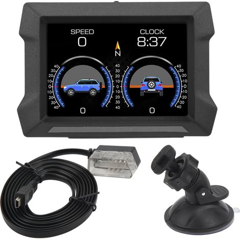 Affichage universel de jauge GPS HUD OBD2 pour voiture, avec compteur de pente, avertissement de survitesse pour véhicule. (1/5)