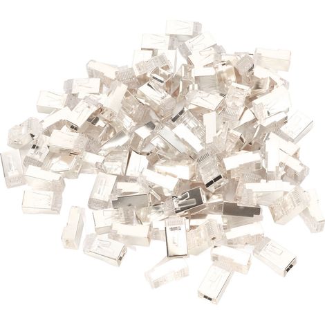 100 pièces Connecteurs RJ45 CAT6 Blindés à Visser, Embouts de Câble Réseau 8P8C, Plaqués Or, Compatibles Gigabit Ethernet
