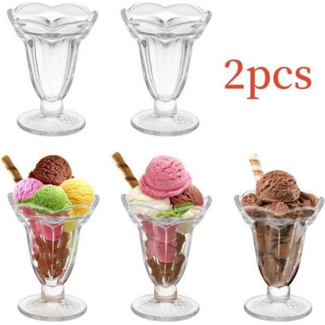 Coupe à glace - 2pcs - Verre transparent - 10x13.5cm - Multi-usages (1/4)