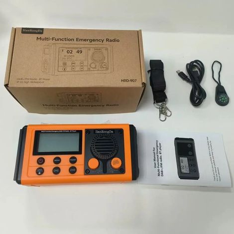 Radio (Orange) - Solaire - DAB/FM - Haut-parleur Bluetooth - Avec lampe de lecture - Lampe torche - Minuterie (1/5)