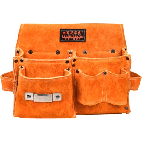Sacoche à outils pour menuisier, sac banane pratique en cuir de vachette, sac de rangement pour outils et quincaillerie