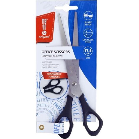 Tijeras de oficina MemoBe negras de 17,5 cm