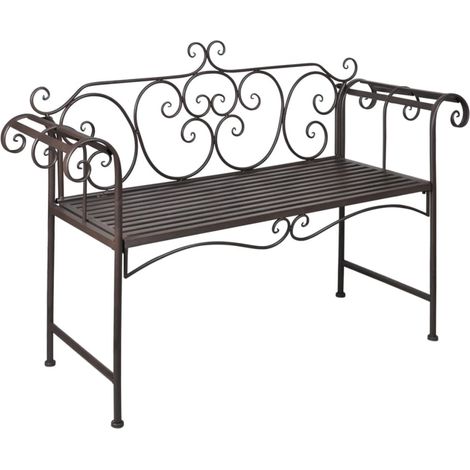 Banco de jardín Muebles de exterior para terraza terraza 132 x 46 x 85 cm acero antiguo marrón 020011237