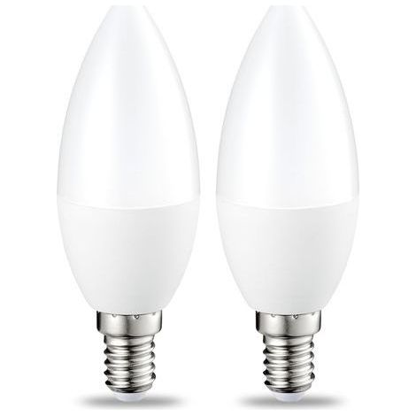 Lot de 2 petites ampoules LED en forme de flamme Culot Edison à vis E14 5 W (équivalent 40 W) Blanc chaud Intensité non variable (1/4)