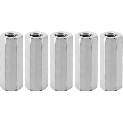 [JAMAIS UTILISÉ]5Pcs Écrou Manchon Acier Carbone M12, Manchon Hexagonal M12 50, Ecrou Long M12 de Connecteur Tige Filetée M12 de Douille Écrou Fixations Filetées (M1250-15mm)
