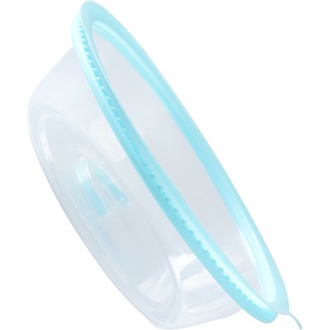 Couvercle de cuisson micro-ondable transparent en PP empilable, pour assiettes de service et de maintien au chaud, bleu ciel.