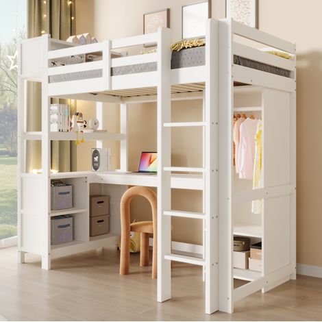 struttura letto 90x200 con scrivania armadio bianco HAVRYA (1/5)