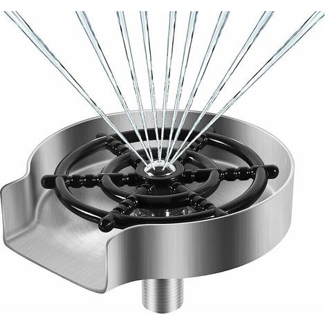 Rince Verre en Acier Inoxydable, Accessoires pour Evier de Cuisine, Rondelle en Métal, Rince Verre Evier, Nettoyeur Verre, Accessoires de Cuisine, Argent Mat (1/5)