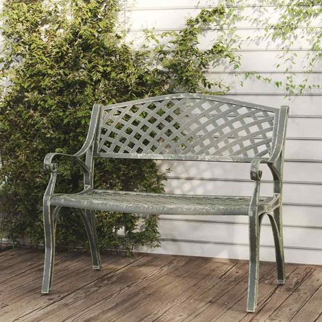 Banc de jardin Banquette de Jardin - Mobilier de jardin 102 cm Aluminium coulé Vert BV254548 - BonneVie (1/5)
