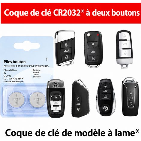 Pile bouton lithium 3V pour Volkswagen CR2032 lot de 2 piles clé télécommande – Livraison gratuite