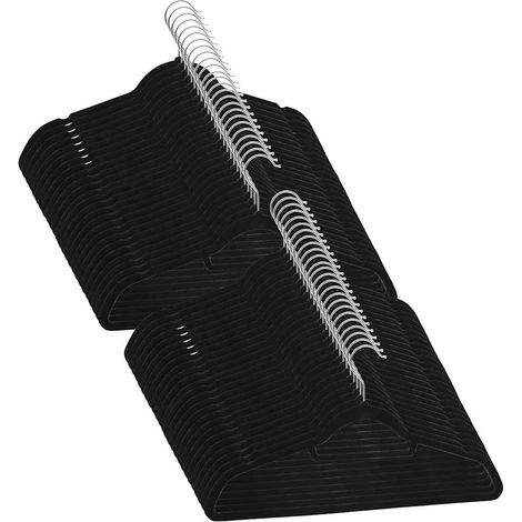 vidaXL Juego de perchas ropa 50 uds antideslizantes terciopelo negro (1/2)
