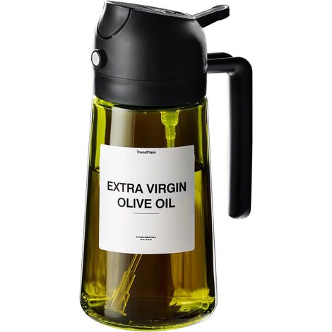Ölspray und Ölspender – 470 ml, lichtbeständiges Glas für Küche, Heißluftfritteuse, Kochen, Salat und Grillen