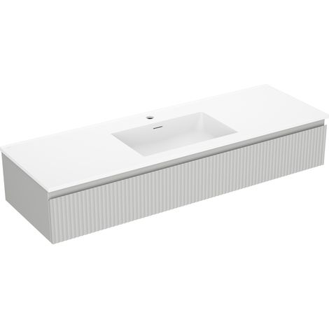 Mexen Rivel mobile da bagno 140 cm con lavabo Otis, 1 cassetto, scanalato, grigio opaco/bianco opaco - 91A20-14023-1-BF62-W18M0 (1/5)