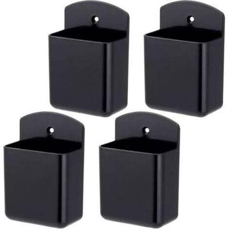 Lntyq 4 Pièces Boîtes de Rangement Autocollantes, supports de télécommande autocollant, support mural de télécommande pour contrôleur, boîte organisatrice porte-stylo noir pour brosse, stylos (1/5)