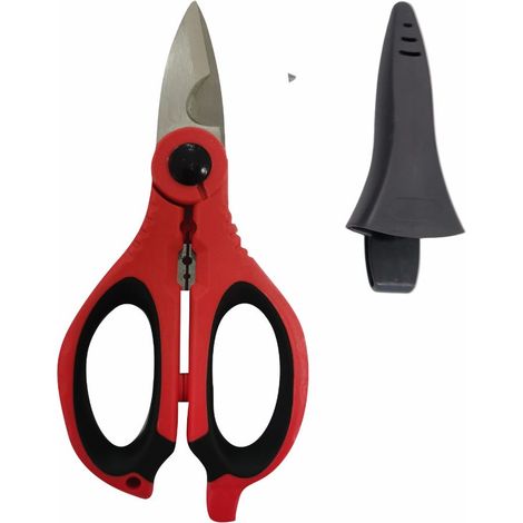 Forbici da elettricista professionali - acciaio inox - lama microdentata - e impugnatura isolata