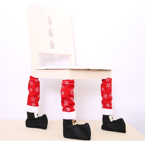 Paquet de 4 chaussettes de meubles amusantes de noël, chaussettes de Table elfe de noël, couvre-pieds de chaise, protecteurs de sol pour fête de vacances, décoration de la maison YMYNY (1/5)