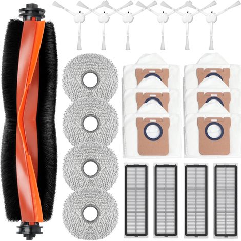 21 Stück Zubehörset für Xiaomi Robot Vacuum X20+ / X10+ Saugroboter, Ersatzteile 1 Hauptbürste 6 Staubbeutel 4 Wischtücher 6 Seitenbürsten 4 Filter (1/5)