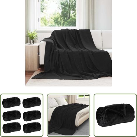 Fleece-Decke -  Wohndecken 6 pcs Schwarz 240 x 270 cm Fleece