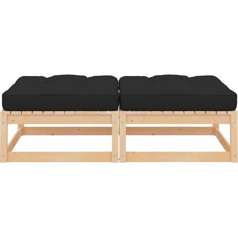 vidaXL Taburetes de jardín con cojines 2 uds madera maciza de pino (1/2)