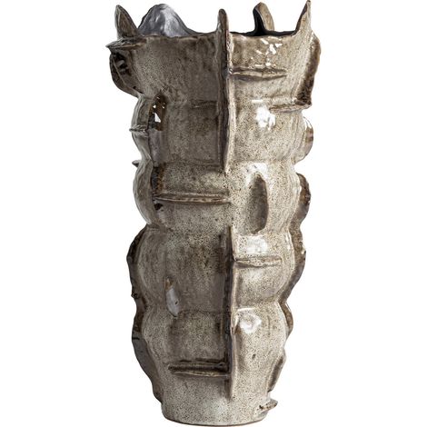 Vase en céramique beige sculptural - beige moucheté brillant (1/3)