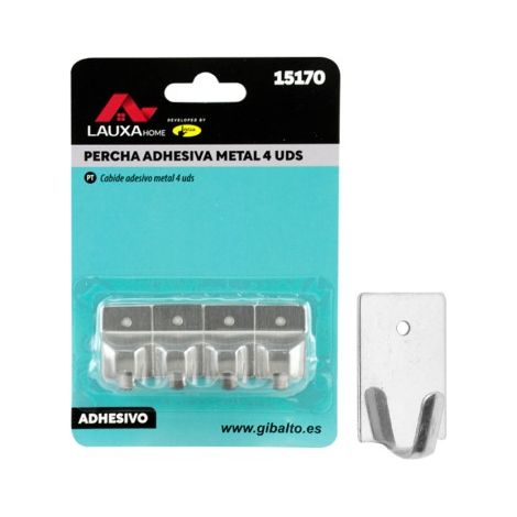Perchas Adhesivas Metal Lauxa Home 4 Uds. Acero Inoxidable Minimalistas (1/4)